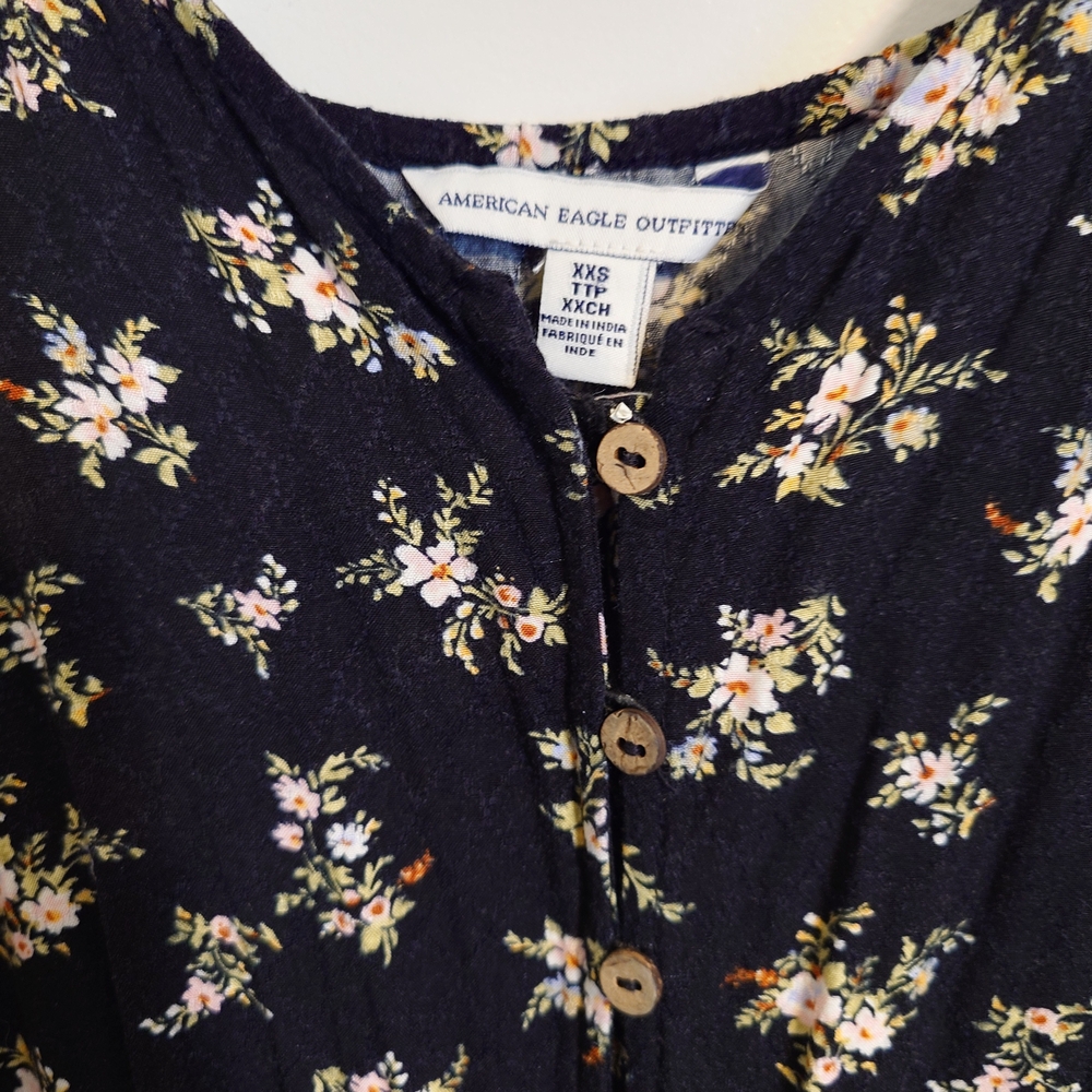 American Eagle Outfitters Black Floral Maxi Dress Size XXS